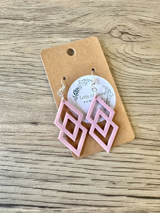Matte Dusty Rose Stacked Diamond Earrings