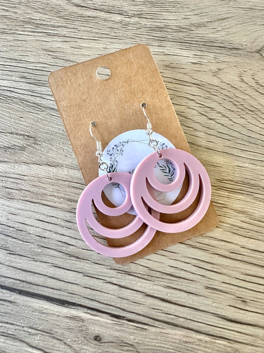 Matte Dusty Rose Cut out Circle Earrings