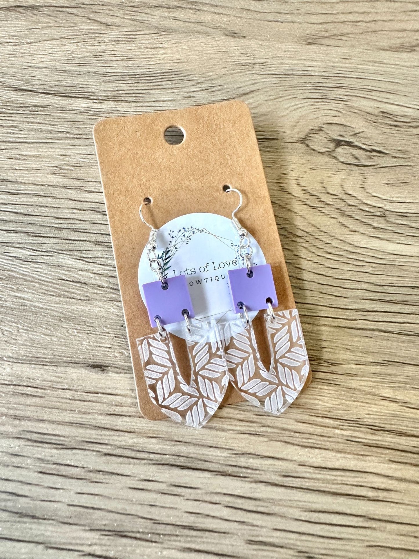 Matte Purple Pointed Engraved Earrings
