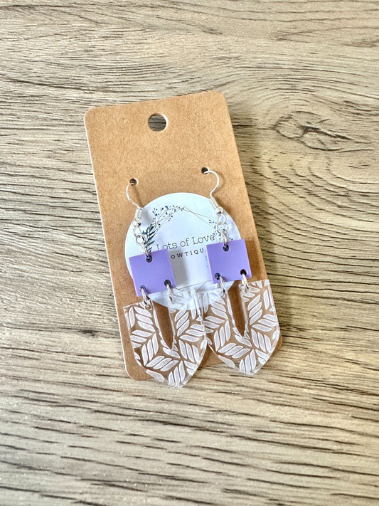 Matte Purple Pointed Engraved Earrings