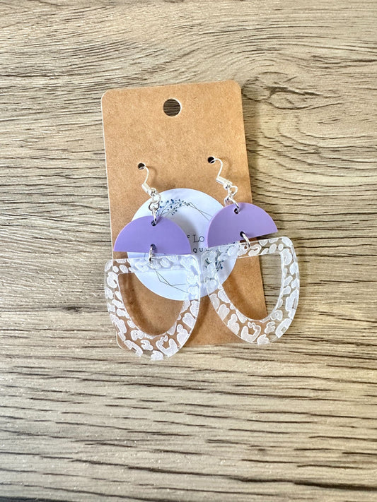 Matte Purple Leopard Engraved Earrings