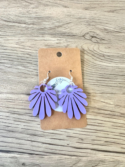 Matte Purple Half Fan Earrings