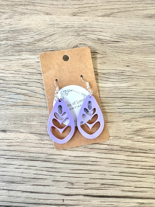 Matte Purple Cut out Teardrop Earrings