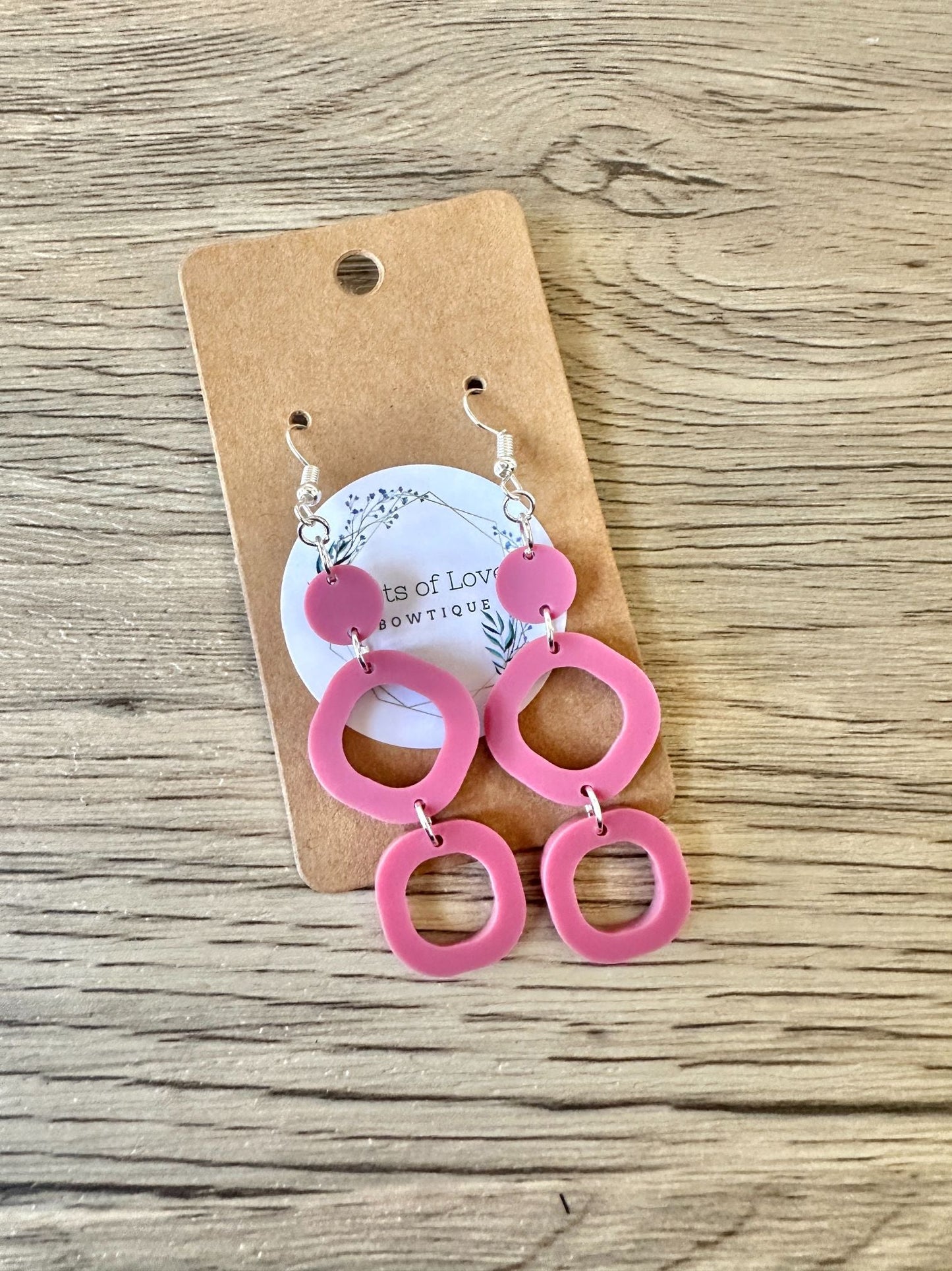 Matte Mullberry Triple Drop Shape Earrings