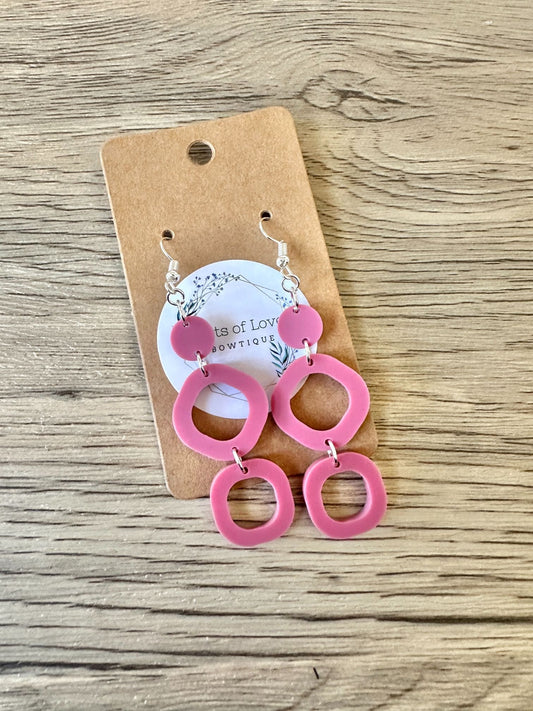 Matte Mullberry Triple Drop Shape Earrings