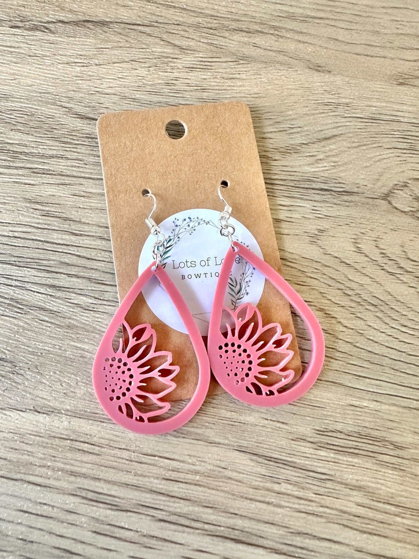 Matte Mullberry Sunflower Teardrop Earrings