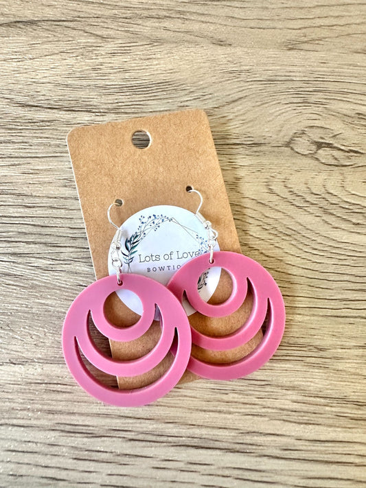 Matte Mullberry Cut out Circle Earrings