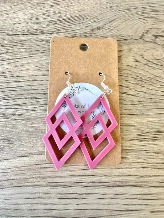 Matte Mullberry Stacked Diamond Earrings