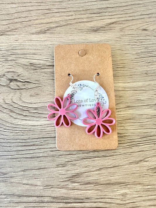 Matte Mullberry Mini Cut out Daisy Earrings