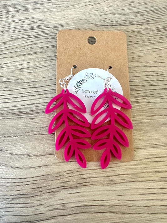 Matte Berry Cut out Leaf Earrings