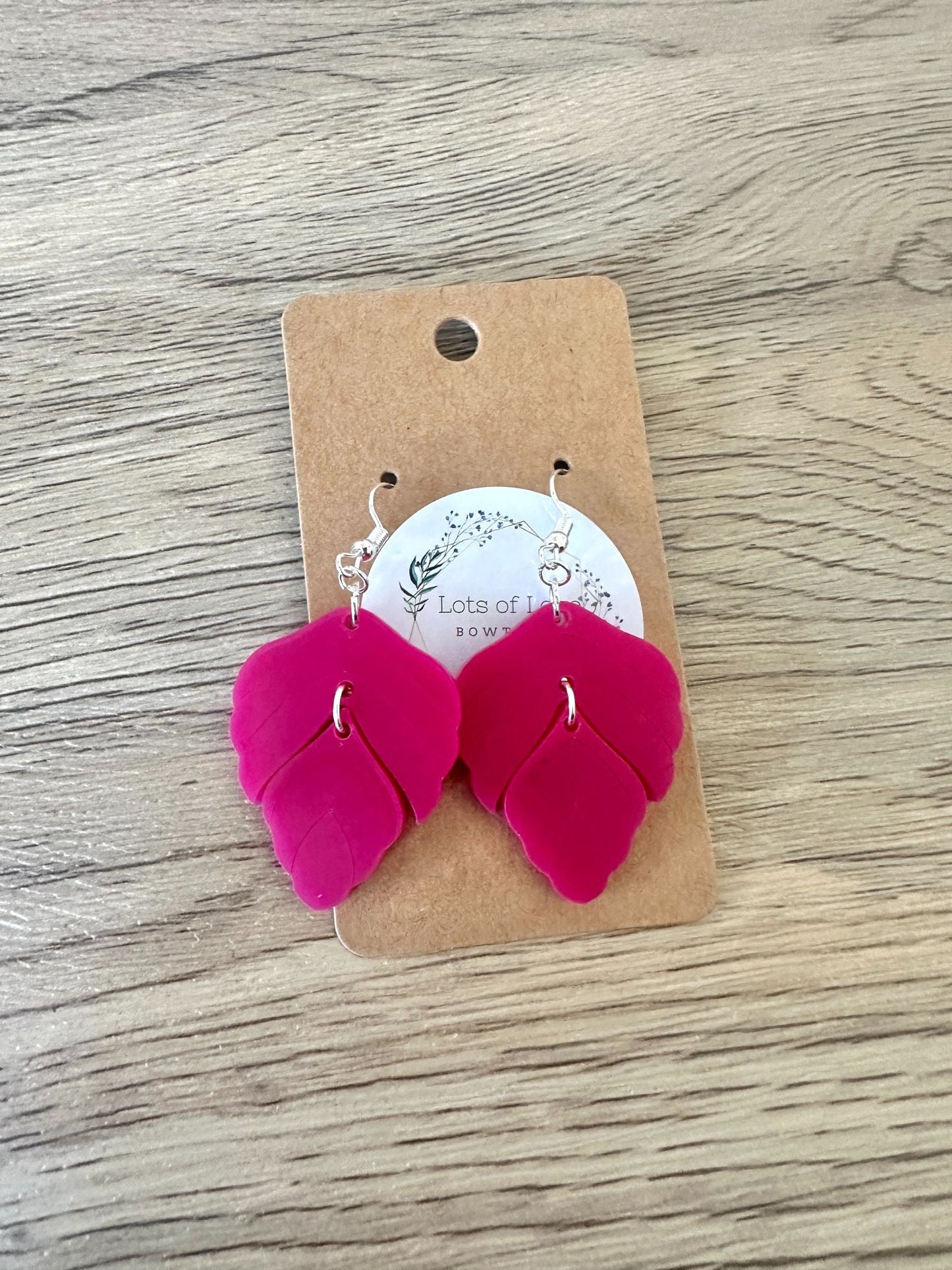 Matte Berry Double Leaf Earrings