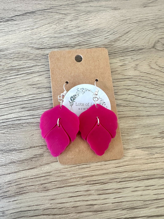 Matte Berry Double Leaf Earrings