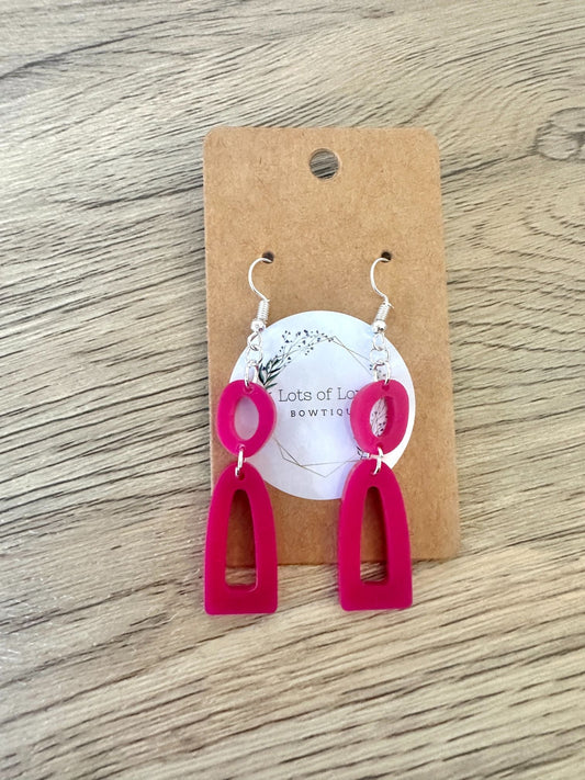 Matte Berry Skinny Arch Open Circle Drop Earrings