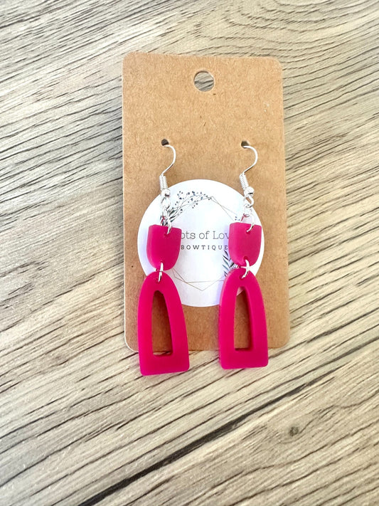 Matte Berry Skinny Arch Drop Earrings
