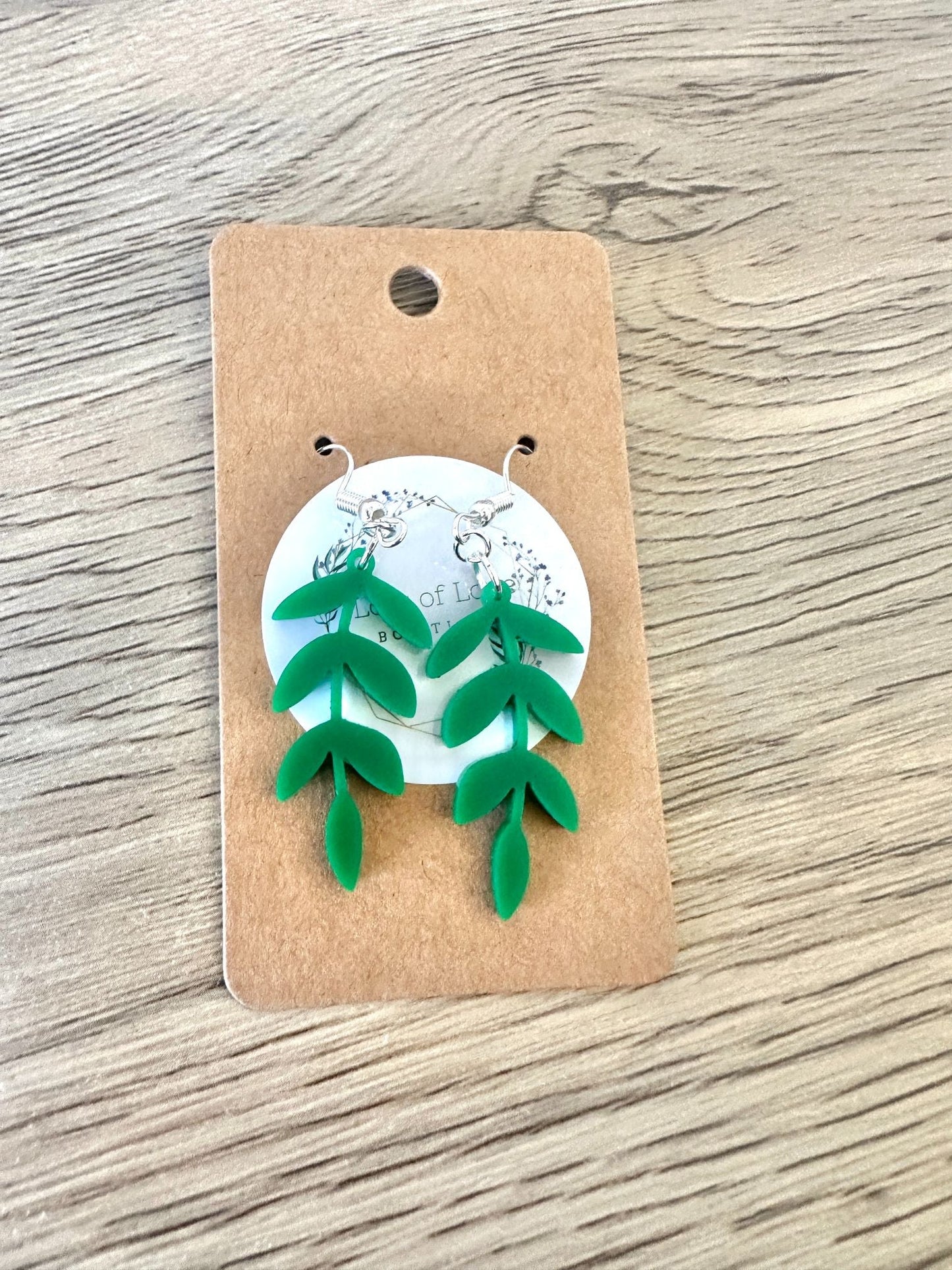 Matte Green Simple Vine Earrings