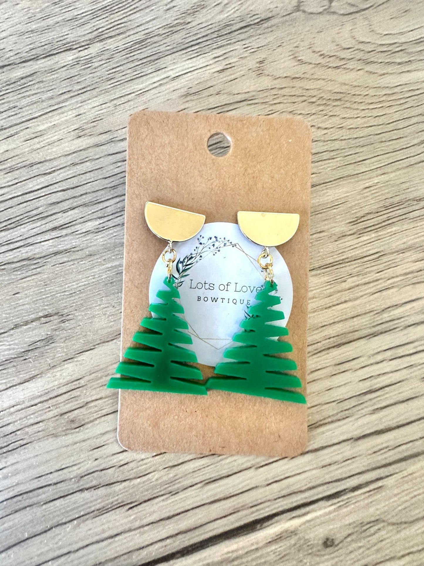 Matte Green Zig Zag Tree Earrings