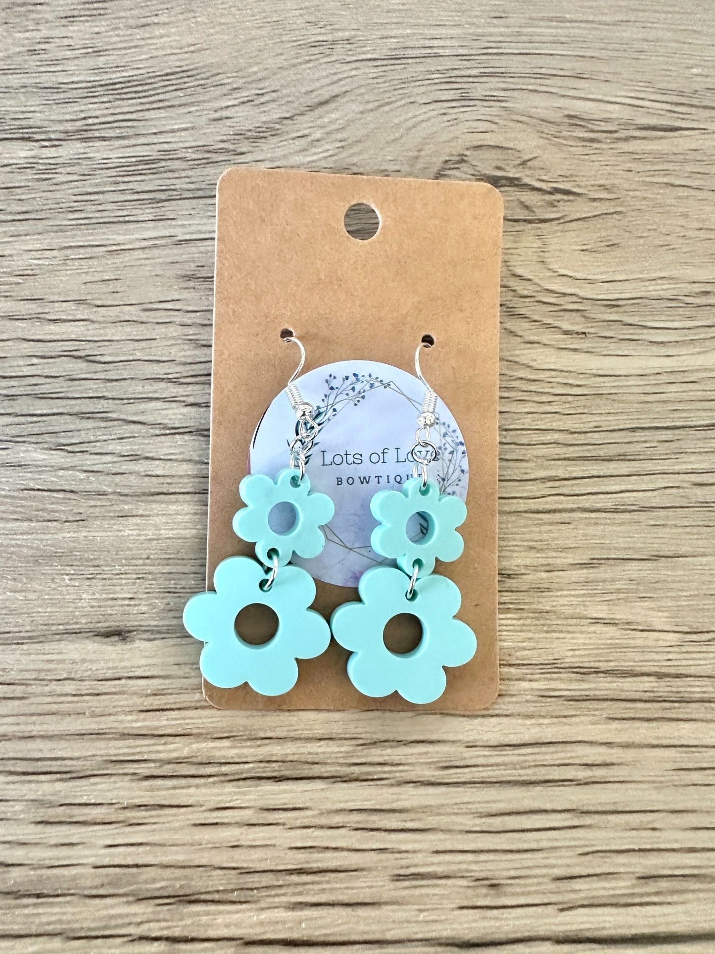 Matte Mint Mini Double Daisy Earrings