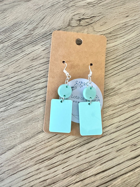 Matte Mint Rectangle Drop Earrings