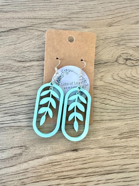 Matte Mint Leaf Hoop Earrings