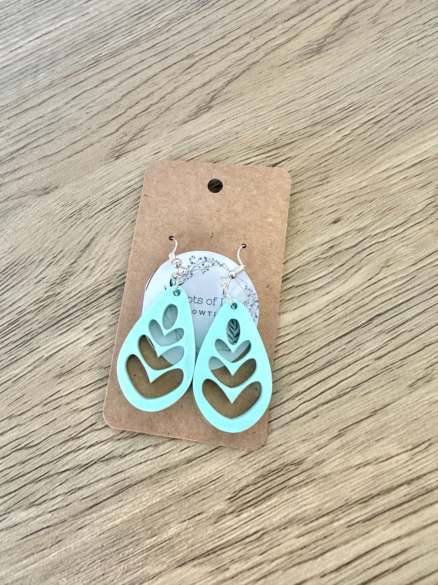 Matte Mint Cut out Teardrop Earrings