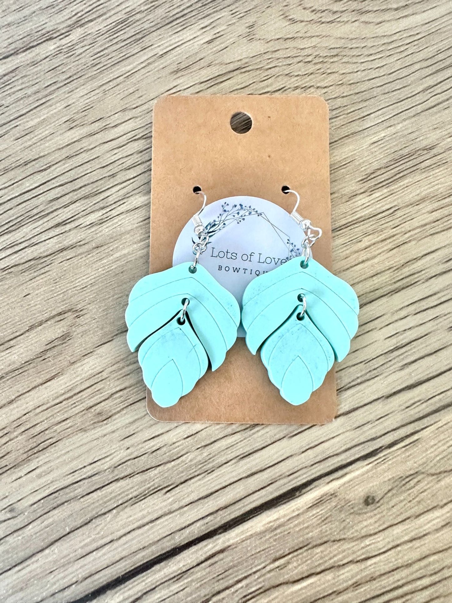 Matte Mint Double Leaf Earrings