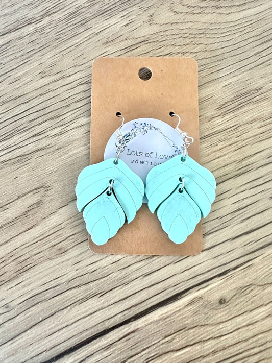 Matte Mint Double Leaf Earrings