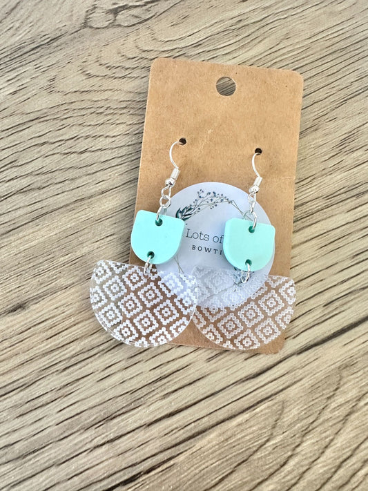 Matte Mint Aztec Engraved Earrings