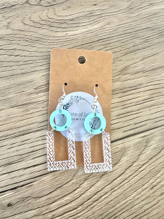 Matte Mint Box with Circle Engraved Earrings