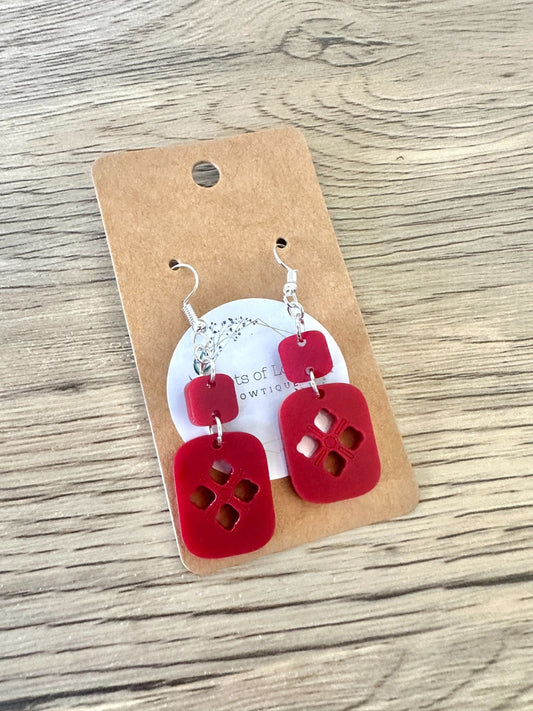 Matte Burgandy Small Box Earrings