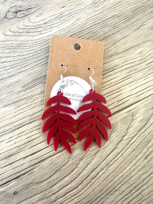 Matte Burgandy Leaf Earrings