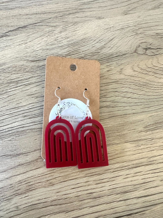 Matte Burgandy Rainbow Earrings