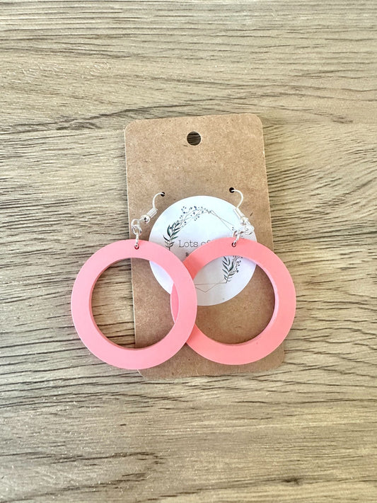 Matte Coral Simple Circle Earrings