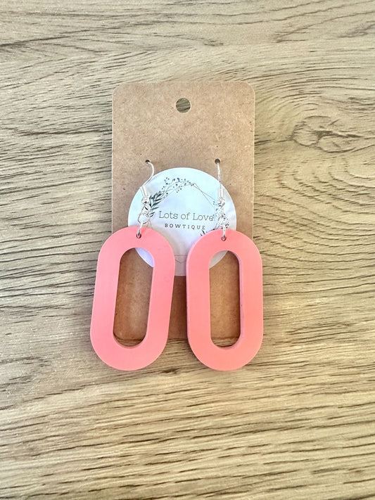 Matte Coral Simple Oval Earrings