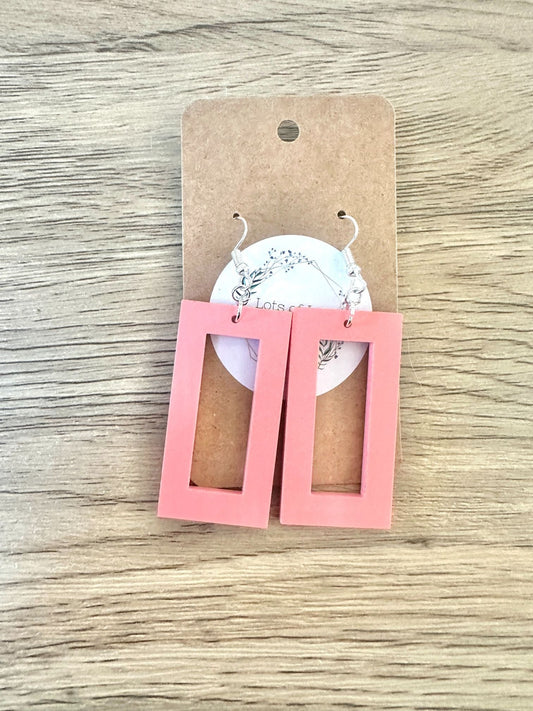 Matte Coral Simple Rectangle Earrings