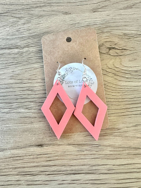 Matte Coral Simple Diamond Earrings