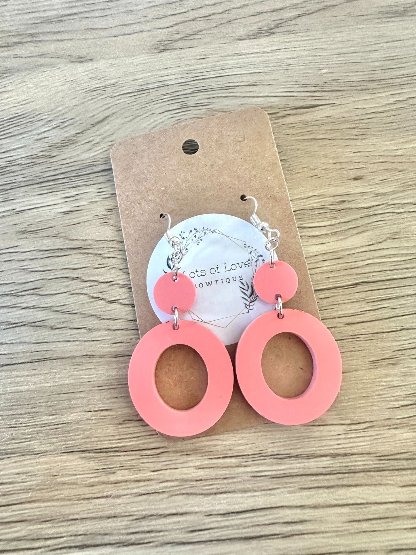 Matte Coral Circle Drop Earrings