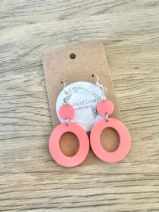 Matte Coral Circle Drop Earrings