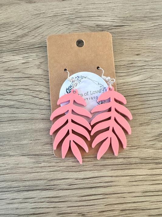 Matte Coral Leaf Earrings
