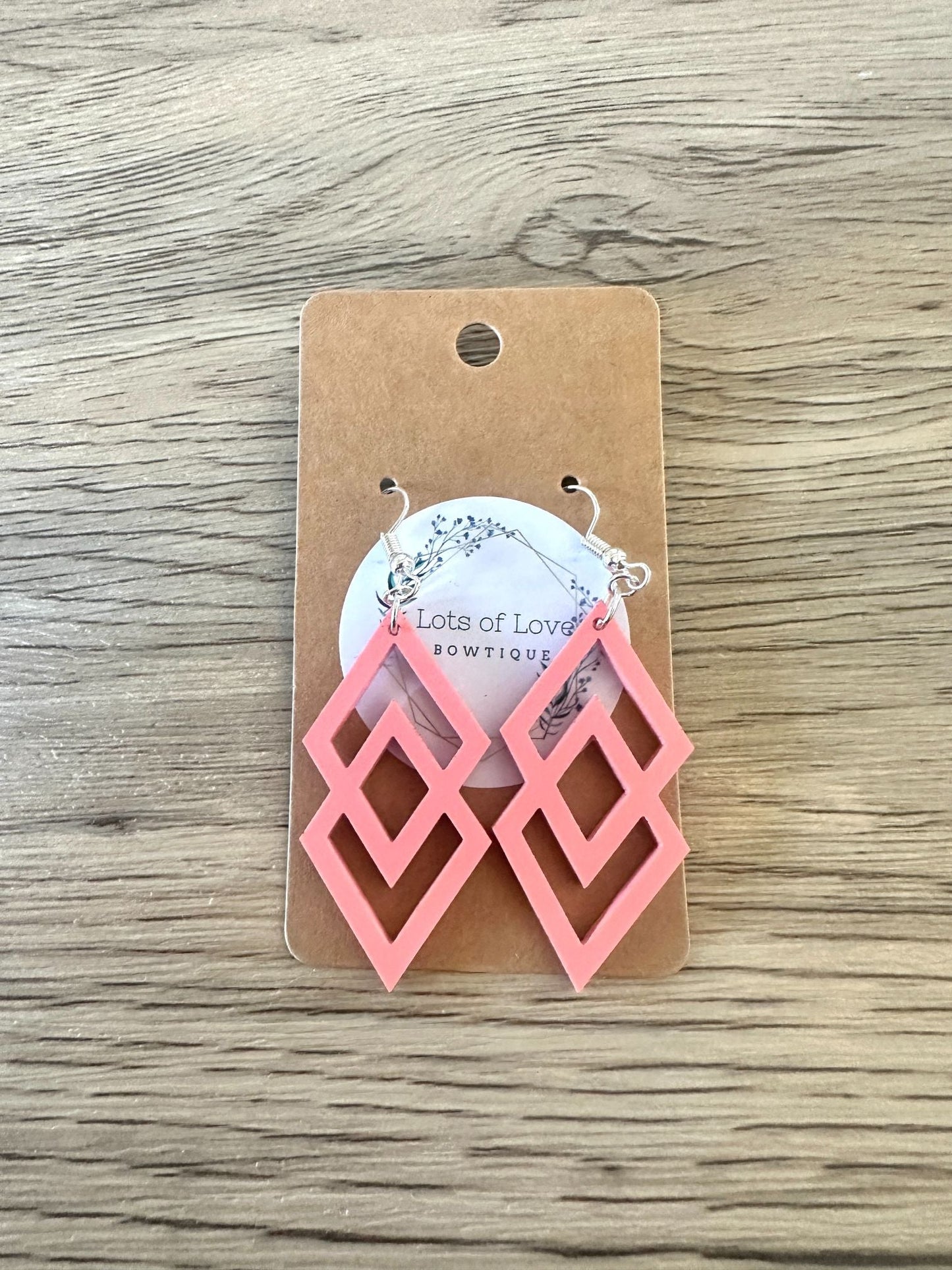 Matte Coral Stacked Diamond Earrings