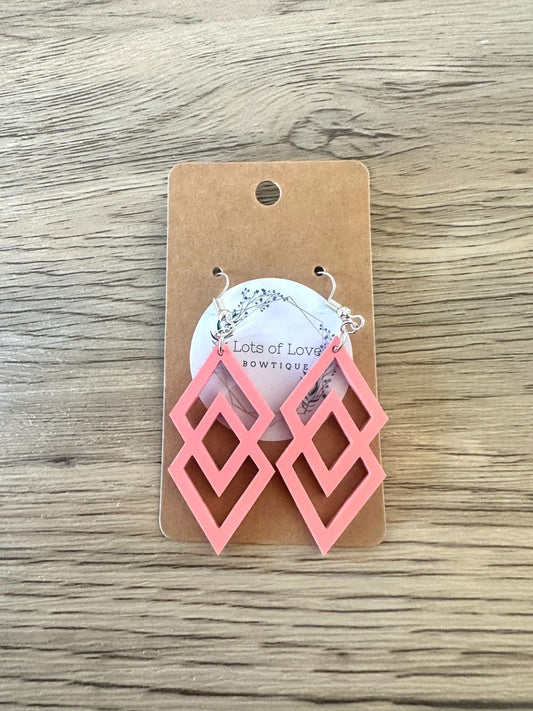 Matte Coral Stacked Diamond Earrings