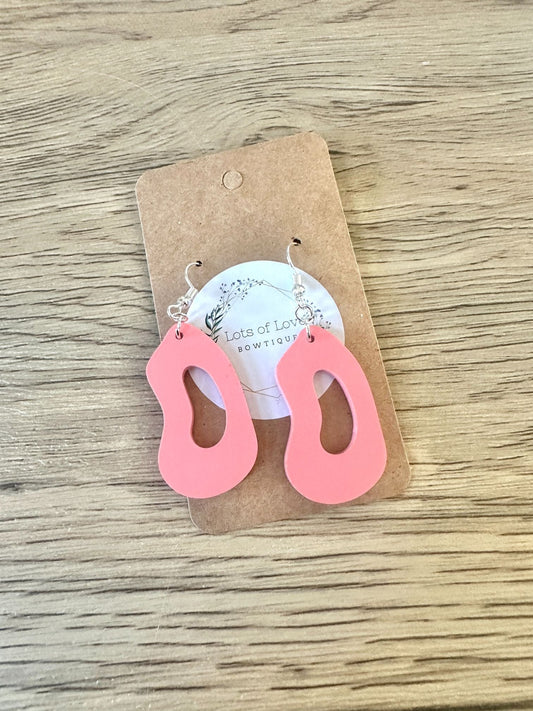Matte Coral Crazy Oval Earrings