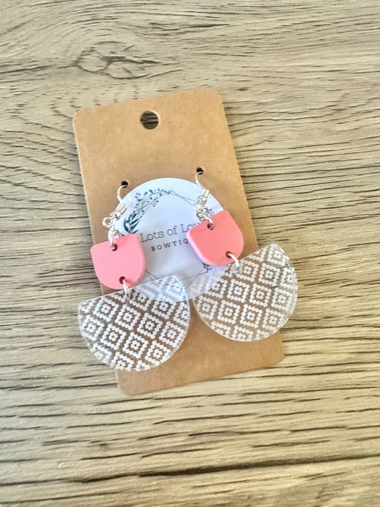 Matte Coral Aztec Engraved Earrings