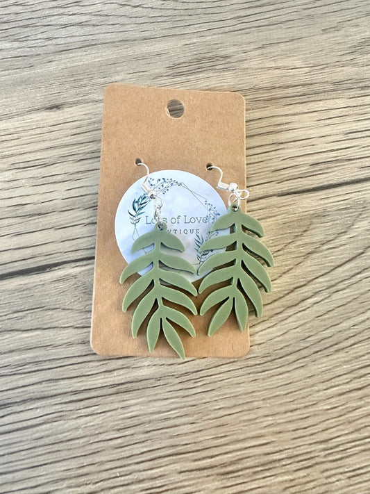 Matte Olive Leaf Earrings