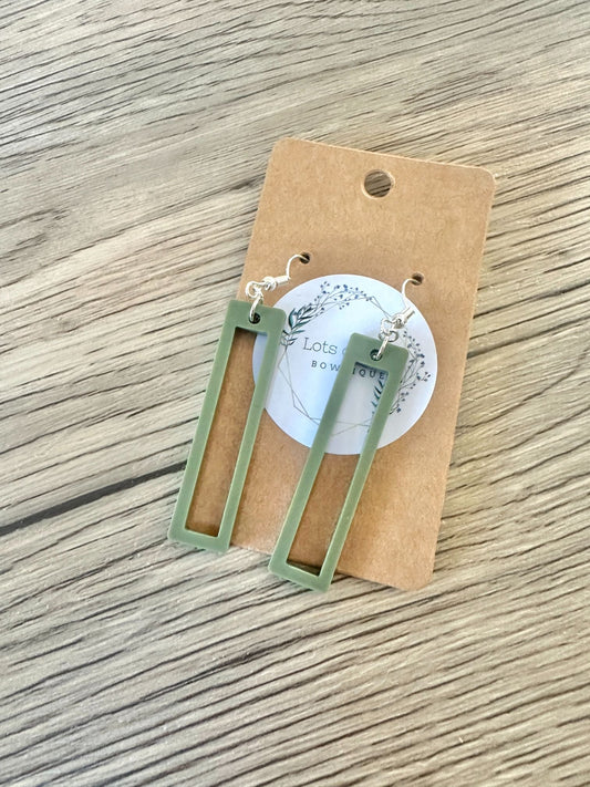 Matte Olive Cut out Rectangle Earrings