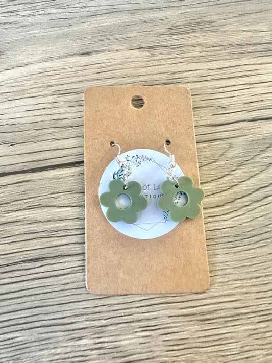 Matte Olive Mini Daisy Earrings