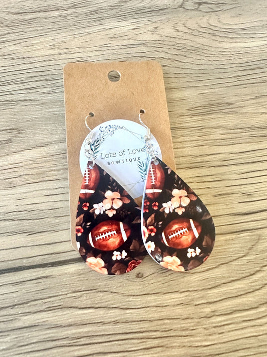 Football Floral Teardrop Earrings