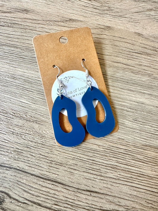 Matte Navy Crazy Oval Earrings