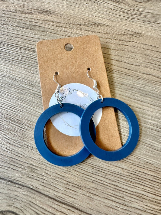 Matte Navy Simple Circle Earrings