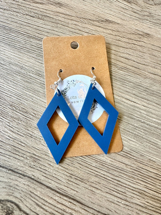 Matte Navy Simple Diamond Earrings