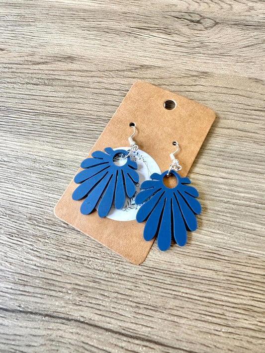 Matte Navy Half Fan Earrings